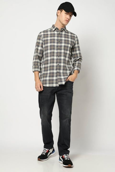 Dark Grey Checkered Shirt - Shirts - 250531173