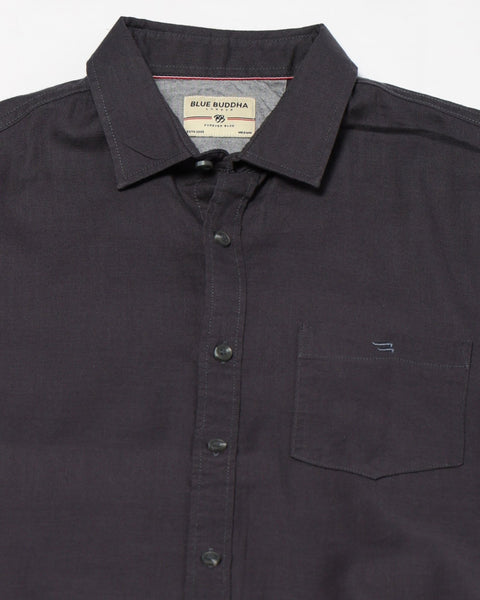 DARK GREY PLAIN TAILORED MENS SHIRT-Shirt - 240327240