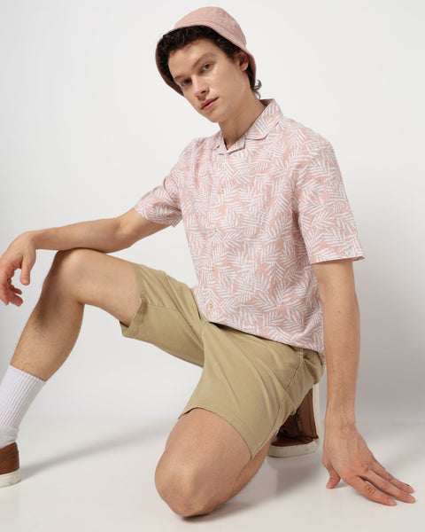 DARK PEACH PRINT TAILORED MENS SHIRT-Shirt - 240728472