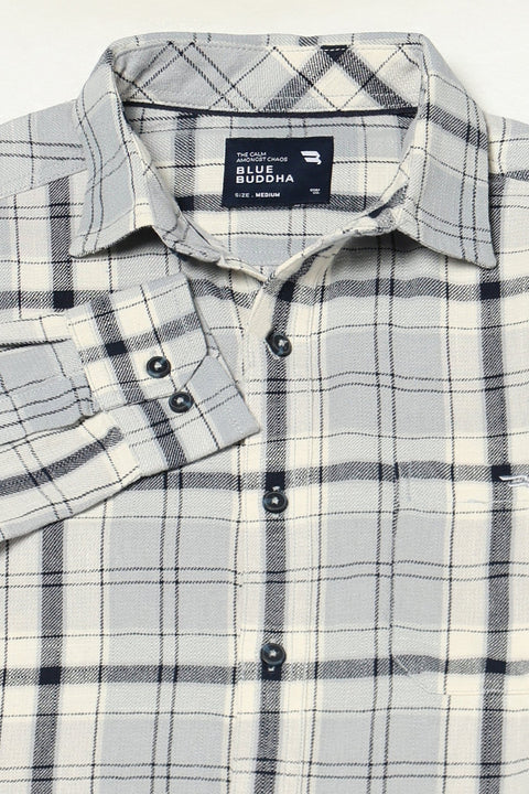 DUSTY BLUE TARTAN CHECKERED SHIRT-Shirt - 250230478