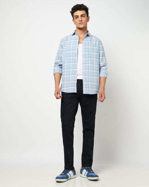 ELARIO Light Blue Checkered Shirt - Shirt - 250330973