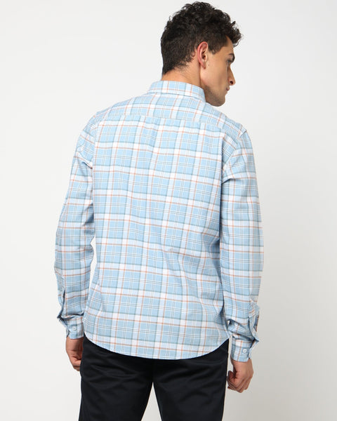 ELARIO Light Blue Checkered Shirt - Shirt - 250330973