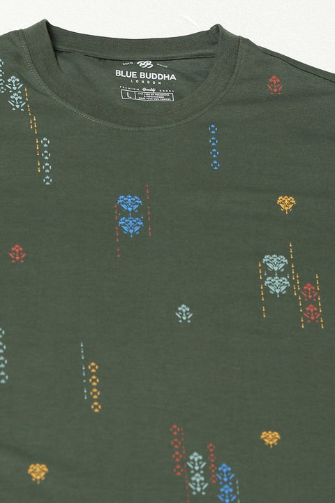 Forest Green All Over Printed T Shirt - T Shirts - 230730611