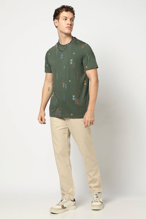Forest Green All Over Printed T Shirt - T Shirts - 230730611