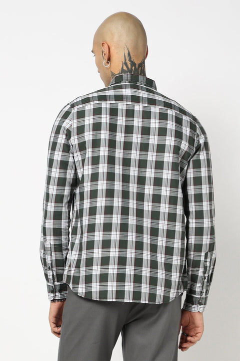 GREEN CHECKERED FULL SLEEVE TAILORED FIT SHIRT-Shirt - 250731692