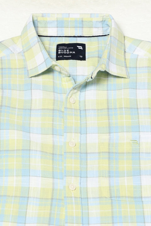GREEN CHECKERED HALF SLEEVE SHIRT-Shirt - 250731886