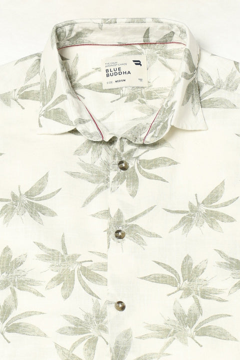 GREEN LEAF PRINTED HALF SLEEVE SHIRT-Shirts - 250531398