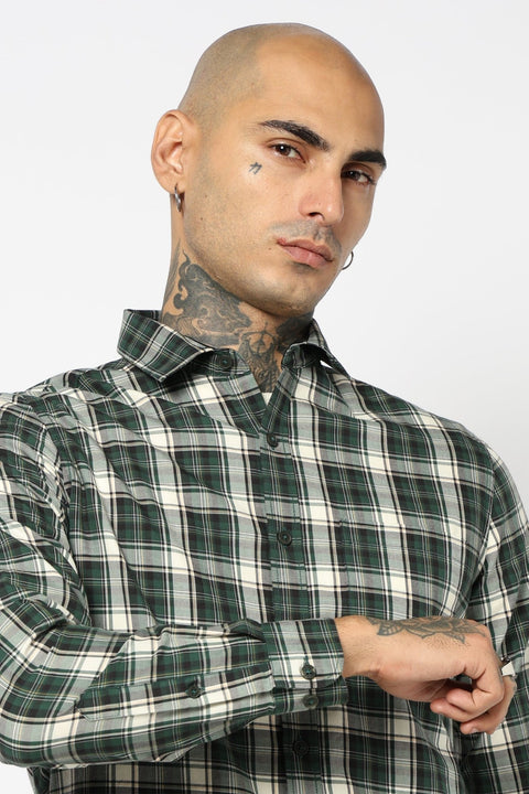 GREEN TARTAN CHECKERED COTTON SHIRT-Shirt - 250832101