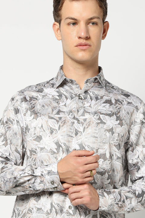Grey Abstract Printed Shirt - Shirt - 241230077