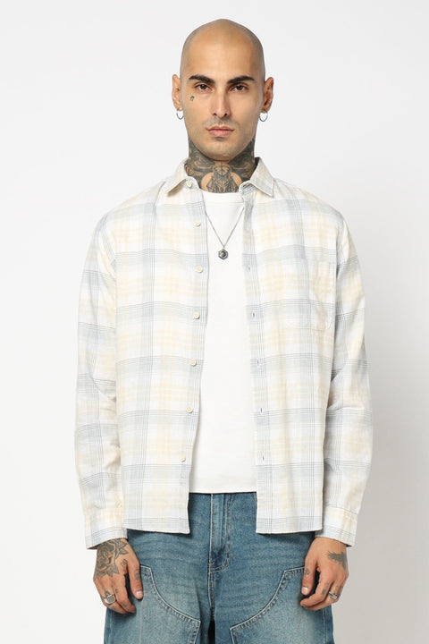 GREY CHECKERED LINEN SHIRT-Shirt - 250731792