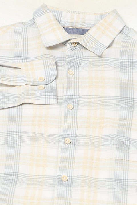 GREY CHECKERED LINEN SHIRT-Shirt - 250731792