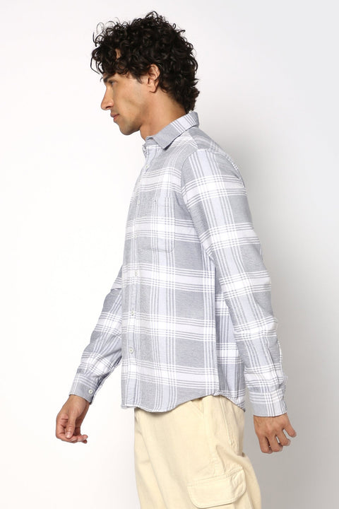 Grey Cotton Checks Shirt - Shirt - 241129639