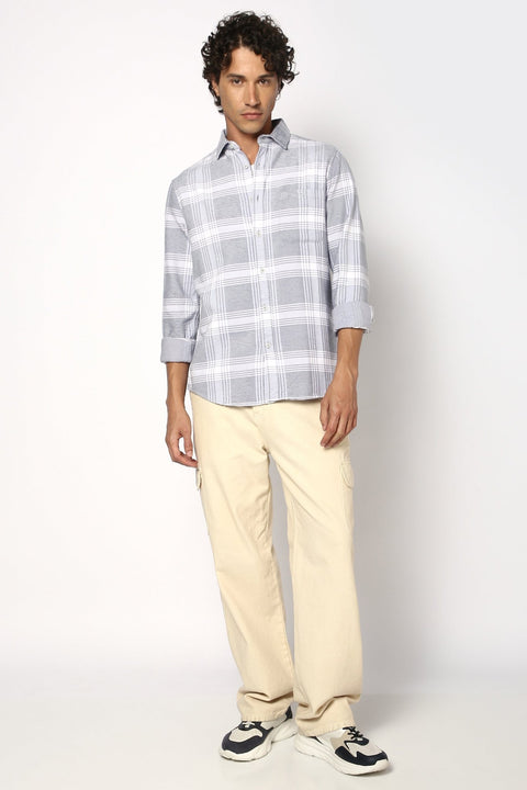 Grey Cotton Checks Shirt - Shirt - 241129639