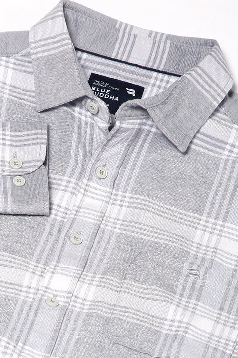Grey Cotton Checks Shirt - Shirt - 241129639