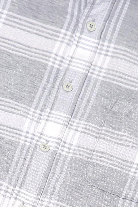 Grey Cotton Checks Shirt - Shirt - 241129639