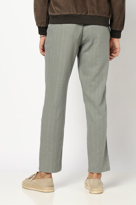 GREY LINEN TRAVELLER FIT TROUSER - Trousers - 250840979