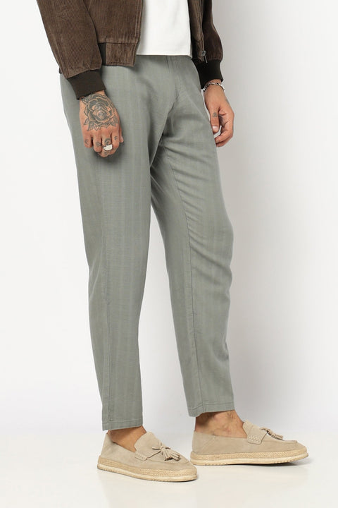 GREY LINEN TRAVELLER FIT TROUSER - Trousers - 250840979