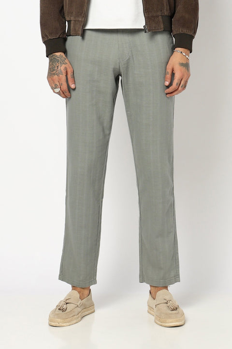 GREY LINEN TRAVELLER FIT TROUSER - Trousers - 250840979