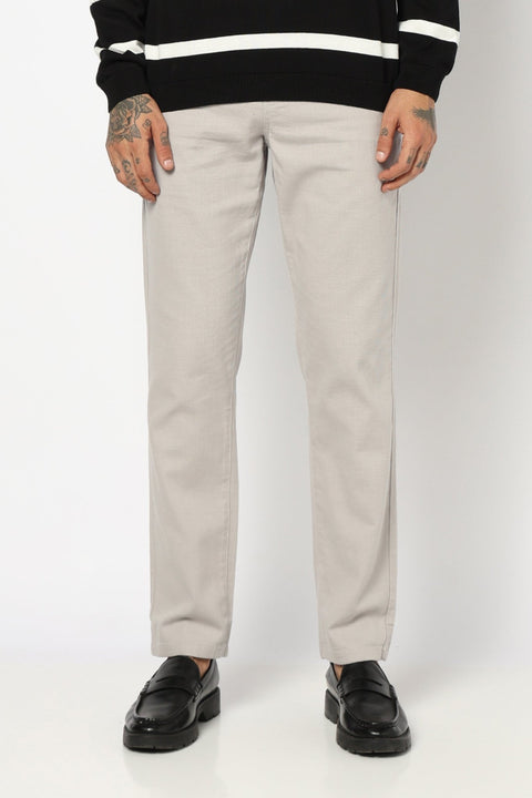 GREY PLAIN TRAVLLER FIT COTTON TROUSER - Trousers - 250840879