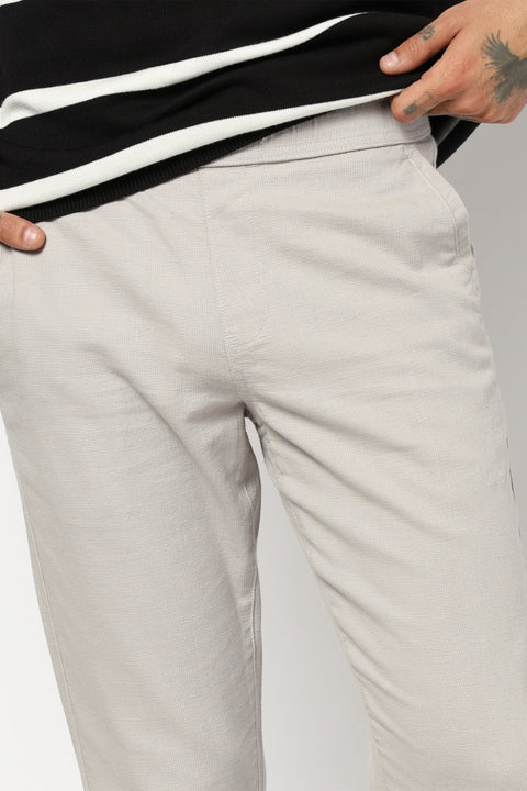 GREY PLAIN TRAVLLER FIT COTTON TROUSER - Trousers - 250840879