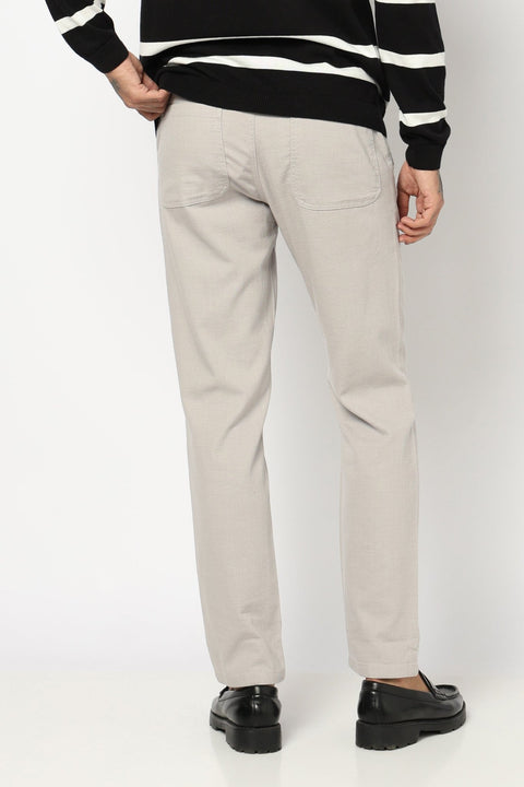 GREY PLAIN TRAVLLER FIT COTTON TROUSER - Trousers - 250840879
