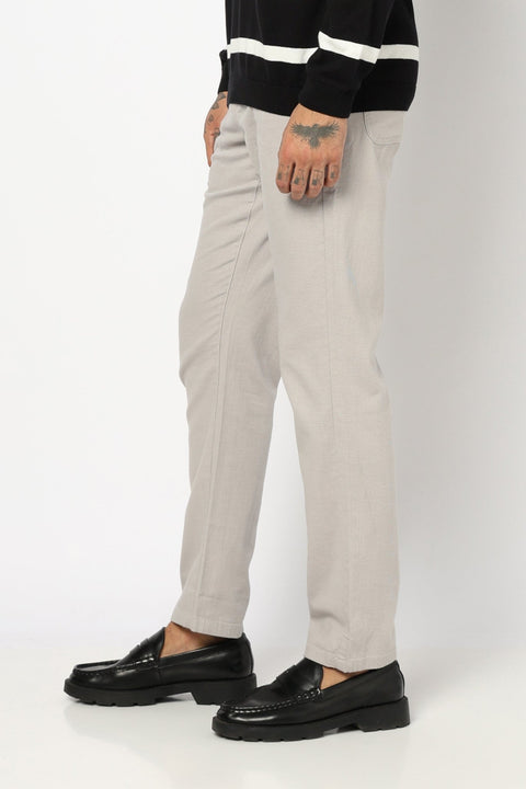 GREY PLAIN TRAVLLER FIT COTTON TROUSER - Trousers - 250840879