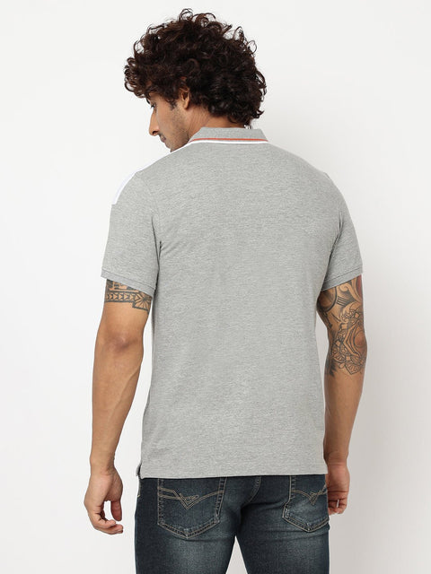 Grey Polo Collar T-shirt - T-Shirt - 230530507