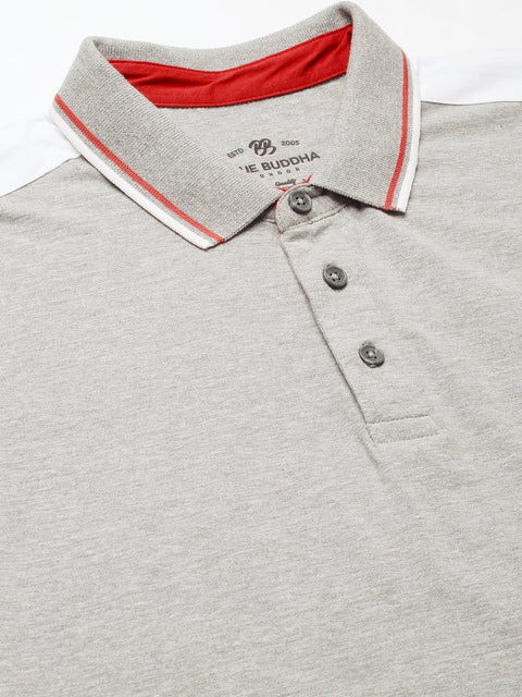 Grey Polo Collar T-shirt - T-Shirt - 230530507
