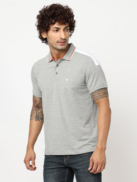 Grey Polo Collar T-shirt - T-Shirt - 230530507