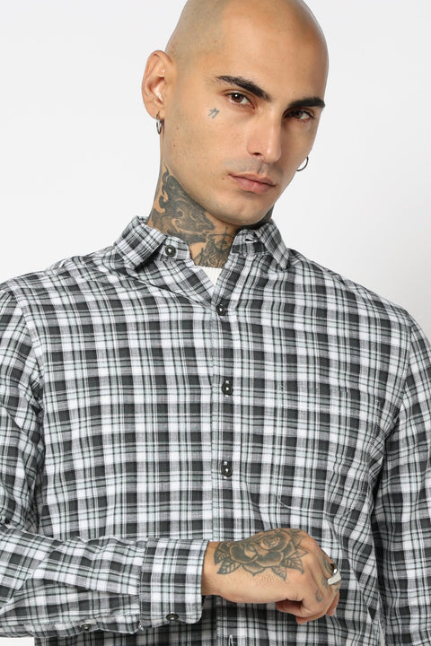 GREY TARTAN CHECKERED SHIRT-Shirts - 250731752