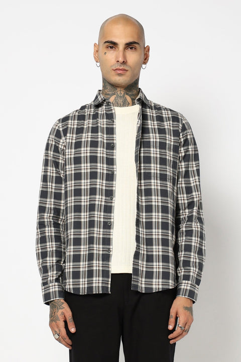 GREY WINDOWPANE CHECKERED SHIRT-Shirt - 250731966