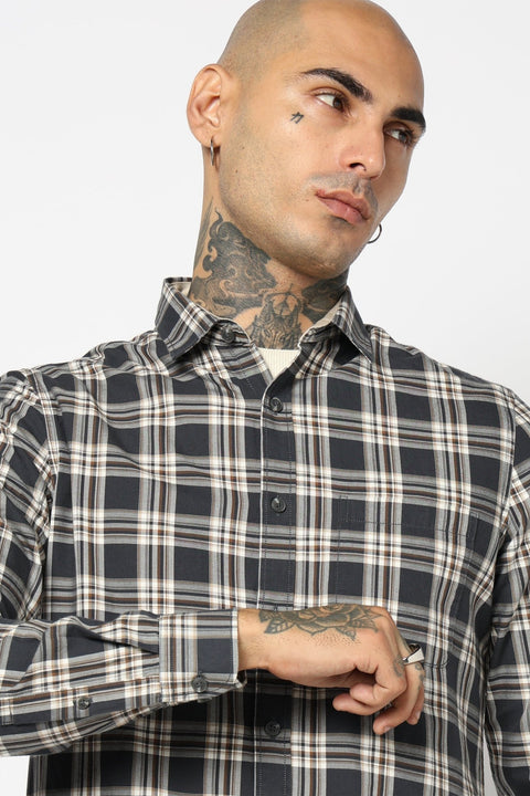 GREY WINDOWPANE CHECKERED SHIRT-Shirt - 250731966