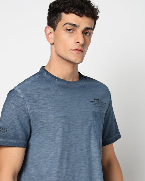 JAREX Mid Blue Round Neck T Shirt - T-Shirt - 230830760
