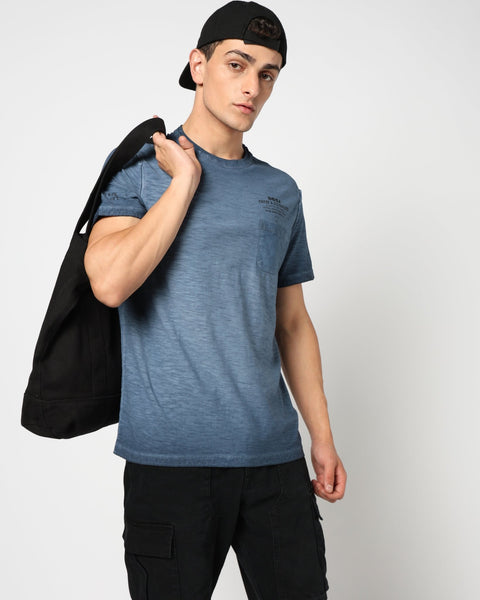 JAREX Mid Blue Round Neck T Shirt - T-Shirt - 230830760