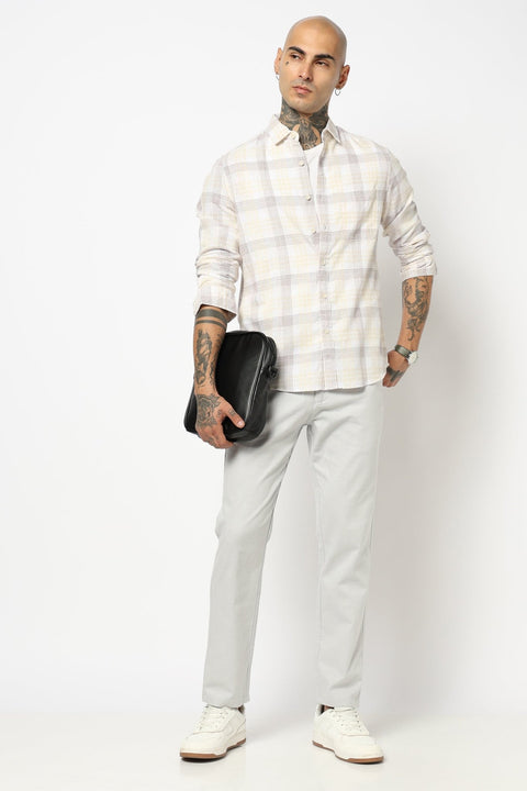 KHAKHI GLEN CHCEKERD LINEN SHIRT-Shirt - 250731797