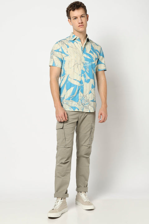 Light Blue Abstract Printed Shirt - Shirts - 250531363