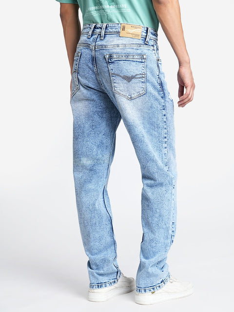 Light Blue Distressed Relax Fit Jeans - Jeans - 231110841