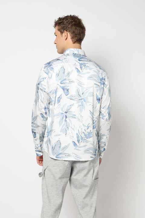 Light Blue Floral Printed Shirt - Shirts - 241230102