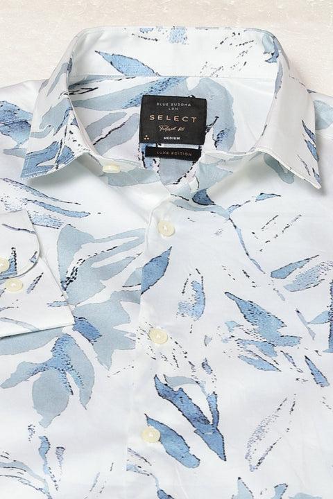 Light Blue Floral Printed Shirt - Shirts - 241230102