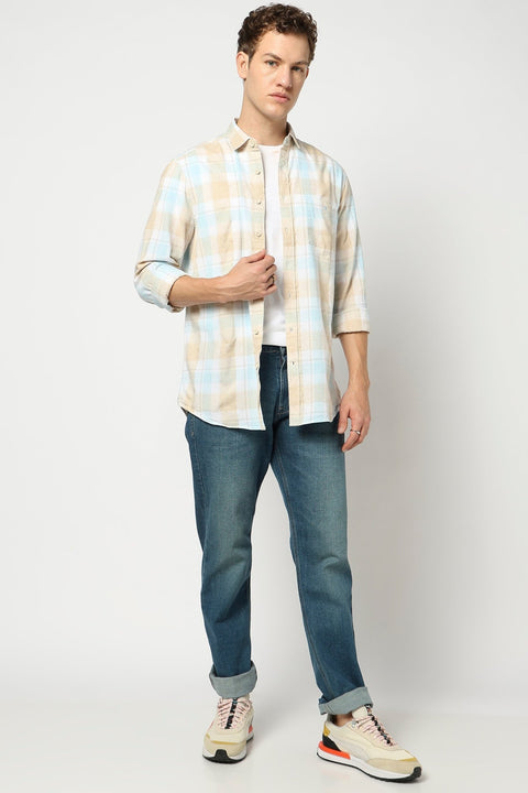 Light Blue Full Sleeve Tailored Fit Shirt - Shirts - 250331088