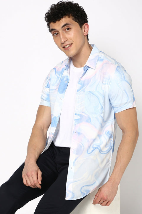 Light Blue Printed Shirt - Shirt - 230725358