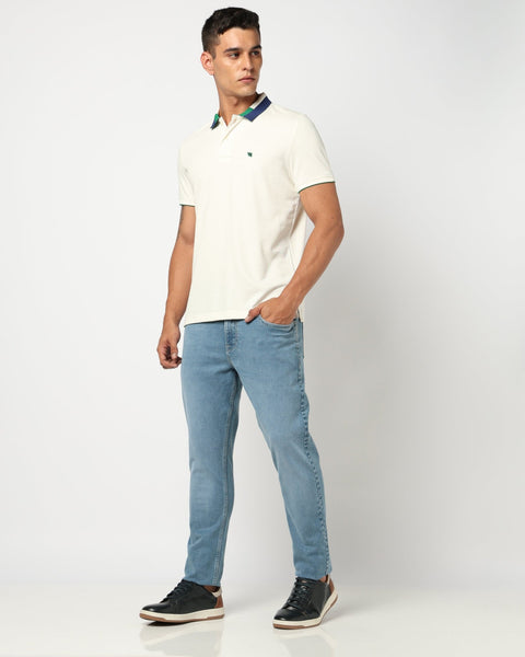 Light Blue Slim Fit Men's Jeans - Jeans - 250710399