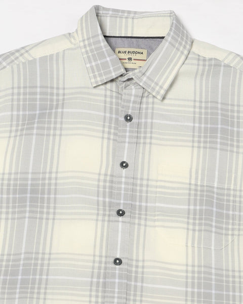 LIGHT GREY CHECKS TAILORED MENS SHIRT-Shirt - 240728335