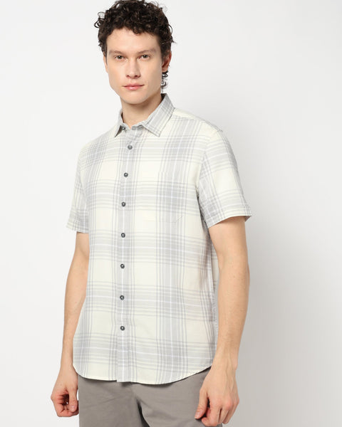 LIGHT GREY CHECKS TAILORED MENS SHIRT-Shirt - 240728335