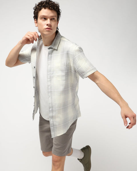 LIGHT GREY CHECKS TAILORED MENS SHIRT-Shirt - 240728335
