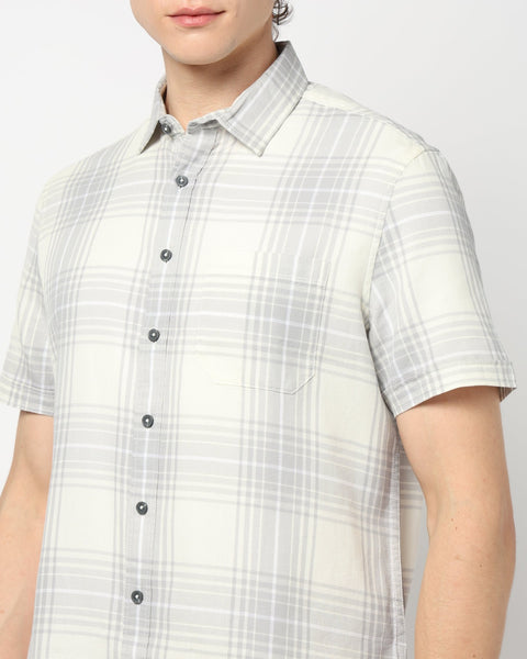 LIGHT GREY CHECKS TAILORED MENS SHIRT-Shirt - 240728335