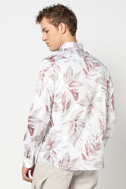 Light Grey Floral Printed Satin Shirt - Shirts - 241230107