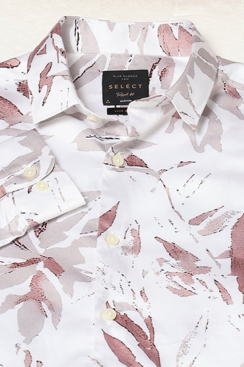 Light Grey Floral Printed Satin Shirt - Shirts - 241230107