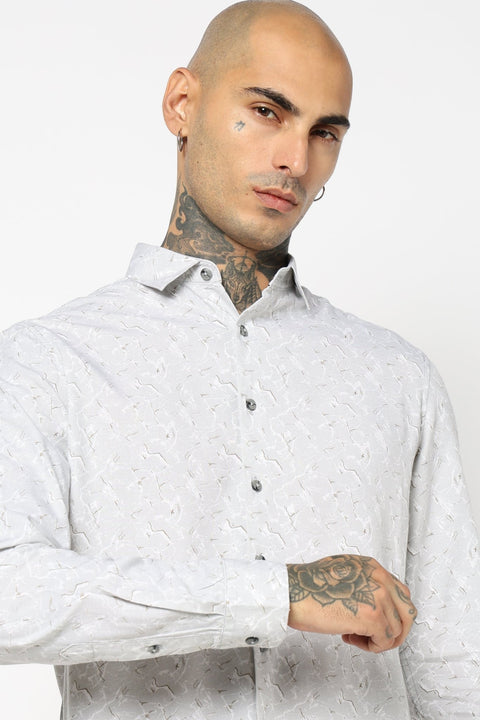 LIGHT GREY FLORAL PRINTED SHIRT-Shirt - 241129798