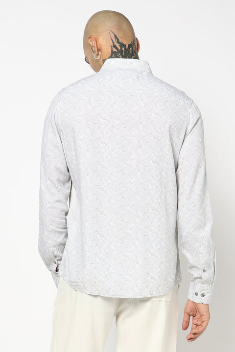LIGHT GREY FLORAL PRINTED SHIRT-Shirt - 241129798